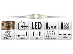 Огни новогодние "Сосульки" 300microLED тепл-бел, 3m прозр
