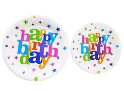 Набор тарелок бумажных Happy Birthday 10шт, 18.5cm