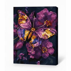 купить Картина по номерам Ideyka KHO6692 30x40cm Eco, Fluture auriu cu vopsele metalic extra в Кишинёве 