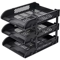 cumpără Suport pentru documente Deli DLE9213-BK Set 3 tavite suprapozabile, negru în Chișinău 