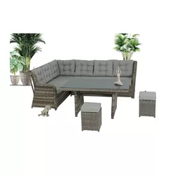 cumpără Set mobilier de grădină SunYard Set coltar Baretta 1005 cafeniu (perne - cappucino) în Chișinău 