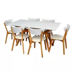 купить Комплект стол и стулья Evelin di Costacurta стол Raffles Rectangular White Bella beech + 6 стульев Cameroon White/Bella beech в Кишинёве 