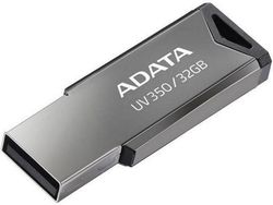 32GB USB3.1 Flash Drive ADATA "UV350", Silver, Metal Case, Slim Capless, Keychain (R/W:60/30MB/s)