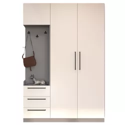 cumpără Mobilă pentru antreu Bayro Serenity 1500x2200x518 de colț stâng light cream cu 3 sertare în Chișinău 