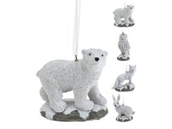 Decorariune pentru brad "Urs polar/Bufnita/Lup/Iepure de camp" 7.5cm, ceramica