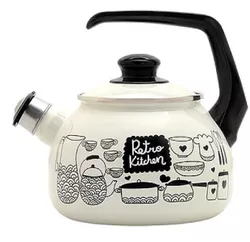 купить Чайник Metalac 57031 Ceainic emailat Retro D20cm, 2.5L, maner bachelit, cu fluier в Кишинёве 