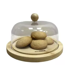 купить Поднос/столик кухонный EuroGold 7016102489 Platou din bambus cu capac din plastic, 20x20x9.5cm в Кишинёве 