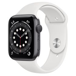 Apple Watch Series 6 GPS, 44mm Aluminum Case with White Sport Band