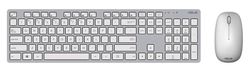 Wireless Keyboard & Mouse Asus W5000, Ultra-thin, Metal-like finish, Silent, 1xAA/2xAAA, White