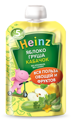 Heinz пюре яблоко, груша и кабачок 5мес. 90г