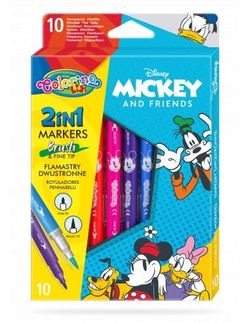 Набор фломастеры 2 в 1, 10 цветов - Colorino Disney Mickey Mouse