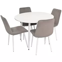 купить Комплект стол и стулья Evelin di Costacurta стол DT-402-5 + 4 стула XR-154Wh Light Grey52 (velur) (3543) в Кишинёве 