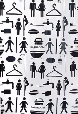 купить Занавеска для ванной Bisk 06847 PEVA COUPLE alb/negru 180x200 в Кишинёве 