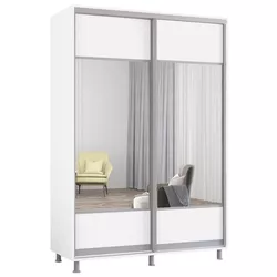 купить Шкаф Mobildor-Lux Aron-S uși glisante din PAL cu oglindă orizontal (160x60x240H cm) Alb Brilliant в Кишинёве 