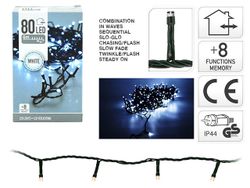 Огни новогодние "Нить" 80LED белый, 6m, 8реж, in/out