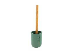 Щетка для WC с подставкой Kaki зелен, полирез, ручка бамбук