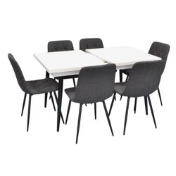 cumpără Set masă și scaune Evelin di Costacurta стол DT-433-3B + 6 стульев YTC-080B Dark grey în Chișinău 