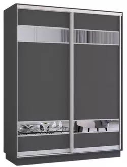 купить Шкаф Mobildor-Lux Fox uși glisante din PAL cu elemente din oglindă (200x60x210H cm) Anthracite в Кишинёве 