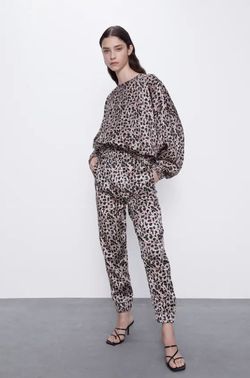 Блуза ZARA Бежевый с принтом 0881/016/051
