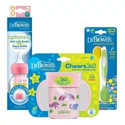 cumpără Cană cu pai Dr. Brown's 8586020673865 Set biberon+cana+lingurite Cheer Jungle Roz în Chișinău 