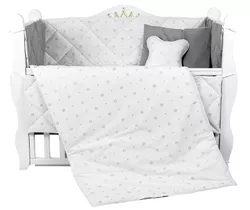 купить Детское постельное белье PernaMea Set lenjerie 8 piese Coronita Gri (PM.102145/2) в Кишинёве 