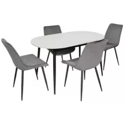 купить Комплект стол и стулья Evelin di Costacurta cтол DT-533R B + 4 стула YTC-080B Bluvel-14 (Dark grey) в Кишинёве 