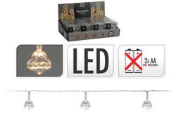 Огни новогодние 10LED "Алмаз" 1.3m, тепл-белые, батарейки