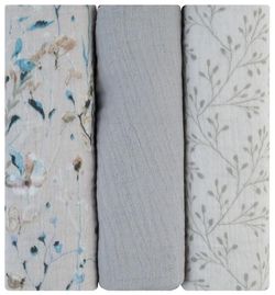 купить Аксессуар для пеленания Kikka Boo 31103010111 Pelinci de muselina Dreamy Fields Grey, 75x75cm, 3buc в Кишинёве 