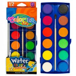 Акварельные  краски 12 цв +кисточка Colorino