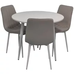 купить Комплект стол и стулья Evelin di Costacurta стол DT-404-5WH + 3 стула XR-154Wh Light Grey47 (velur) в Кишинёве 