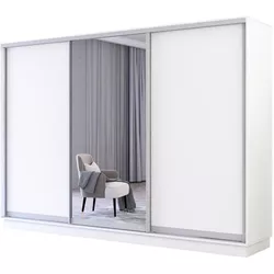 купить Шкаф Mobildor-Lux Раздвижные двери Fox из зеркала и ДСП (280x60x230H см) Белый в Кишинёве 