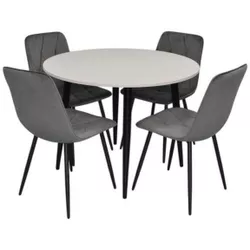 купить Комплект стол и стулья Evelin di Costacurta cтол DT-402-3B + 4 стула YTC-080B Bluvel-14 (Dark grey) в Кишинёве 