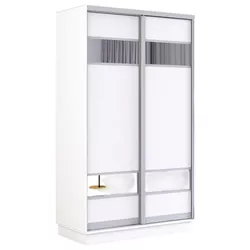 купить Шкаф Mobildor-Lux Fox uși glisante din PAL cu elemente din oglindă (110x60x210H cm) Alb в Кишинёве 