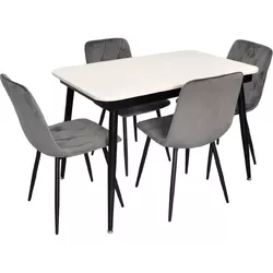 купить Комплект стол и стулья Evelin di Costacurta cтол DT-531R B + 4 стула YTC-080B Bluvel-14 (Dark grey) в Кишинёве 