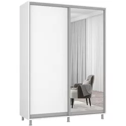 cumpără Dulap Mobildor-Lux Aron cu uși glisante din oglindă și PAL (150x60x230H cm) Alb Brilliant în Chișinău 