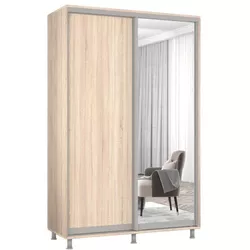 cumpără Dulap Mobildor-Lux Aron cu uși glisante din oglindă și PAL (180x60x240H cm) Sonoma în Chișinău 