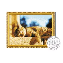 купить Картина по номерам Art Gallery GB81390 Mozaic cu diamante 30x40cm Motan adormit в Кишинёве 