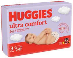Подгузники унисекс Huggies Ultra Comfort Mega 3 (5-9 кг), 78 шт