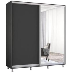 купить Шкаф Mobildor-Lux Раздвижные двери Aron-S из зеркала и ДСП (200x60x240 см) Антрацит в Кишинёве 