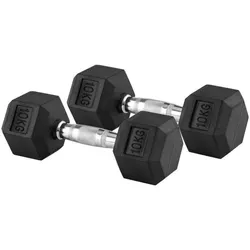 cumpără Ganteră LivePro LP8005/10/BK Hex Rubber Dumbbell 10KGx2 în Chișinău 