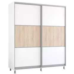 купить Шкаф Mobildor-Lux Раздвижные двери Aron-P из ДСП - горизонтальные (190x60x200H см) Белый Brilliant в Кишинёве 