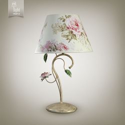 N&B Light Настольная лампа Брюссель 9500 беж с розами, крем/зеленый/розовый