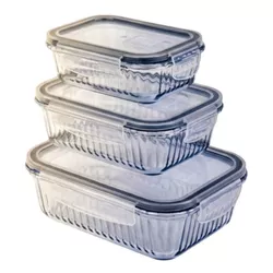 купить Контейнер для хранения пищи Borart 146220PF Set 3 containere cu model optic embosat (380+640+1040) в Кишинёве 