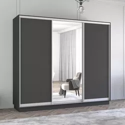 купить Шкаф Mobildor-Lux Fox uși glisante din oglindă și PAL (260x60x220H cm) Anthracite в Кишинёве 