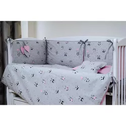 cumpără Lenjerie de pat pentru copii PernaMea Set lenjerie 8 piese Baby Panda Roz (PM.100262/1) în Chișinău 