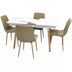 купить Комплект стол и стулья Evelin di Costacurta стол DT-431-1R Wo + 4 стула XR-154WO Beige9 (rogojca) (3553) в Кишинёве 