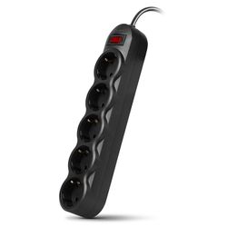 Surge Protector   5 Sockets,  3.0m,  Sven "SF-05L", Black, retail box, flame-retardant material