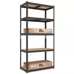 купить Офисный стеллаж Nex Home Raft metalic Budget 1800x600x400mm, 5 polite MDF, Antracit в Кишинёве 