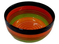 Салатница D19cm, разноцветные полоски, керамика