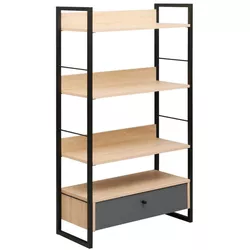 купить Офисный стеллаж Deco Alto 4 nivele 70x30x124.5H Oak/Dark Grey/Black в Кишинёве 